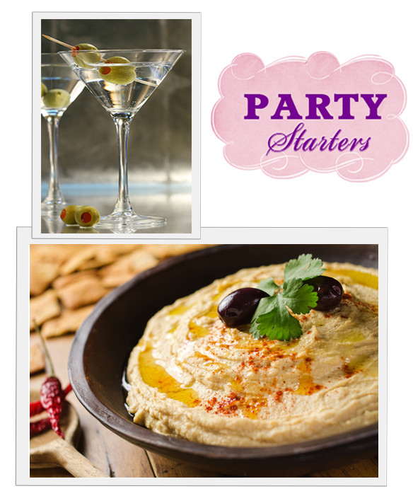 Dirty Vodka Martini's & Roasted Garlic Hummus